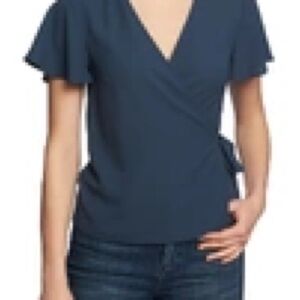 1. State Navy Wrap V-Neck Flutter Sleeve Top